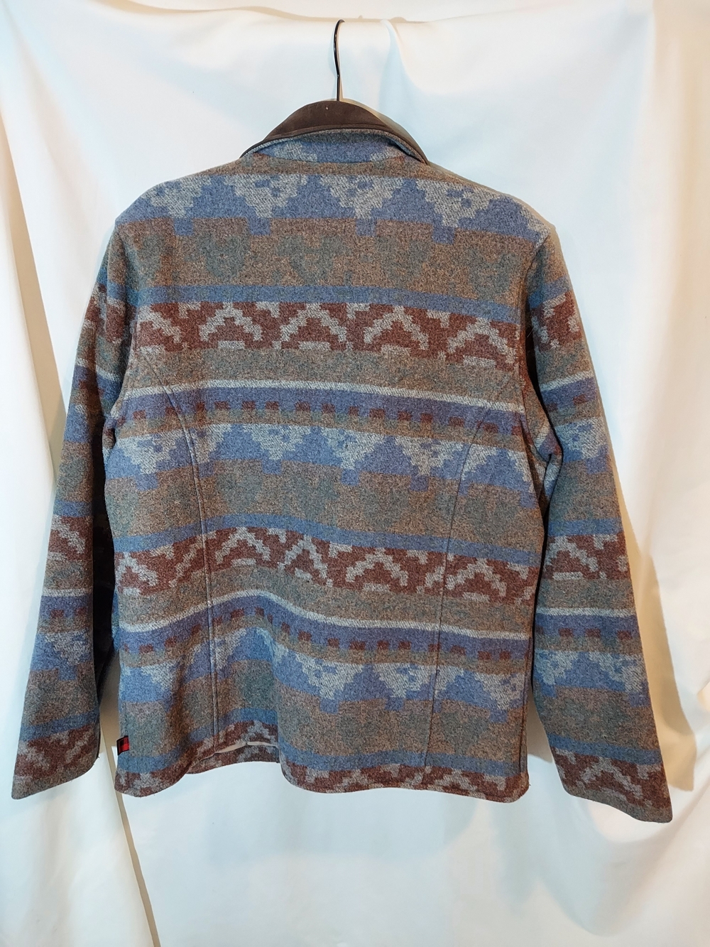 VTG Woolrich Aztec Southwestern Wool Blanket Jacket Suede Collar Lined - Picture 2 of 9